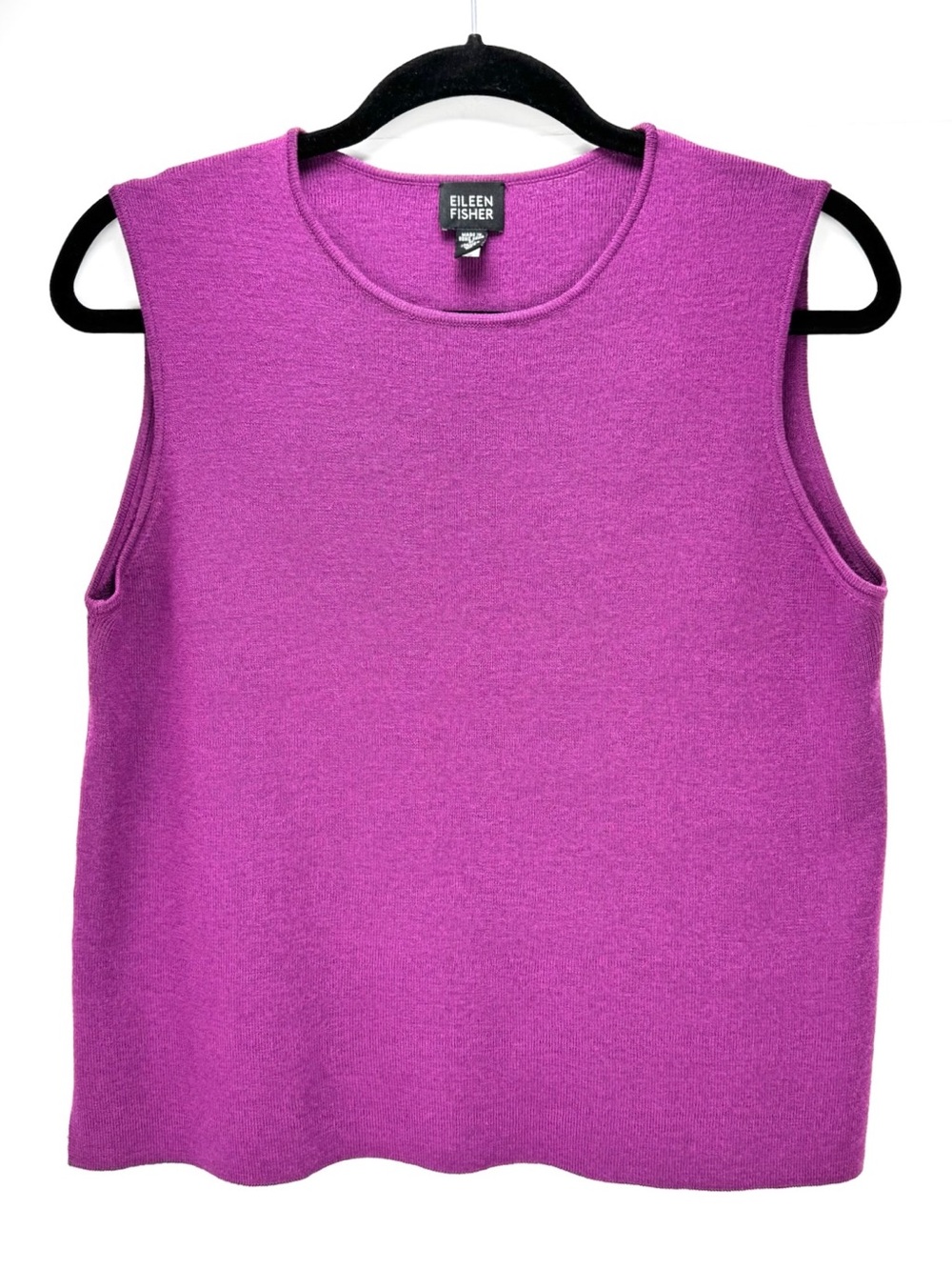 Eileen Fisher Vibrant Fuchsia 100% Wool Sleeveless Knit Tank
